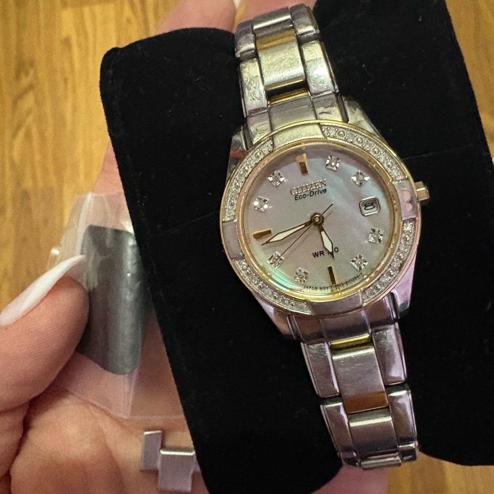 Citizen Two-Tone Silver and Gold Ladies Watch with Mother-of-Pearl Dial